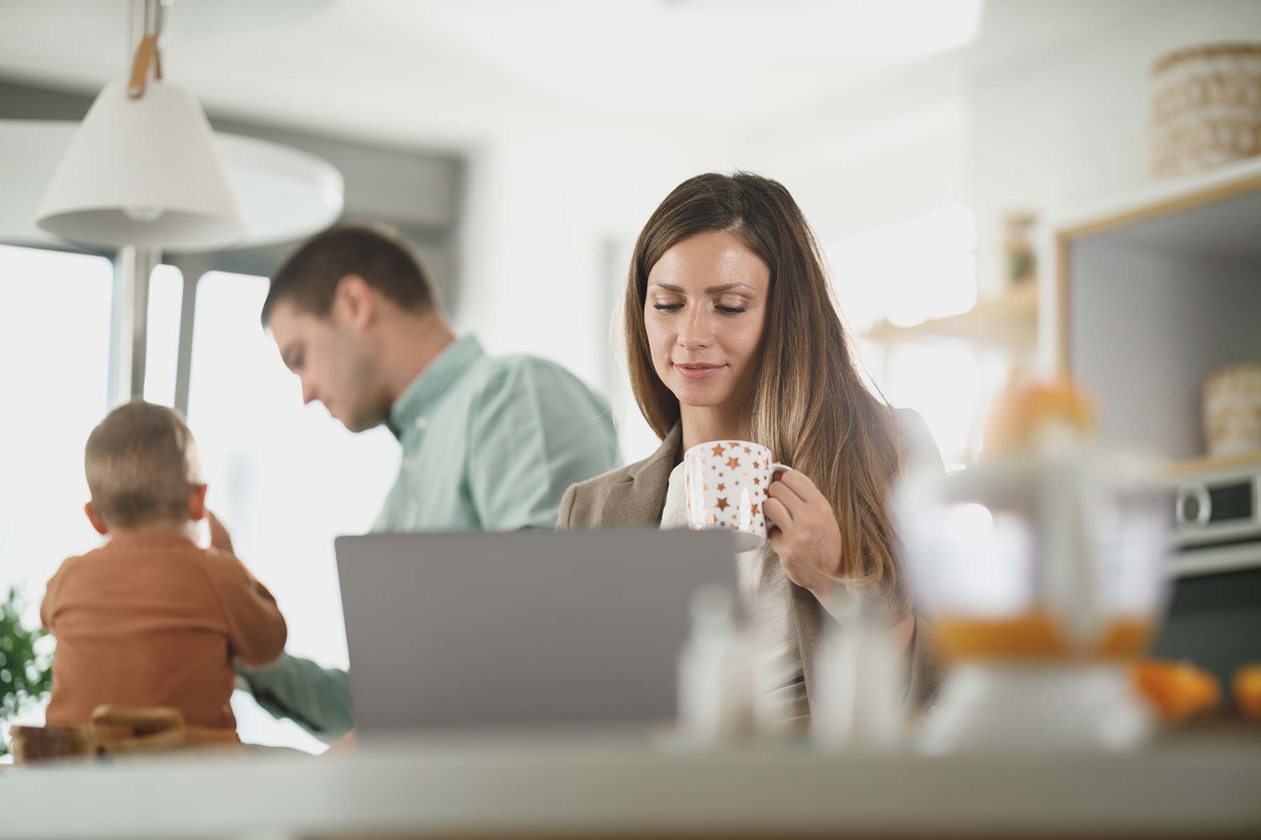 cohabiting couple with young child at home